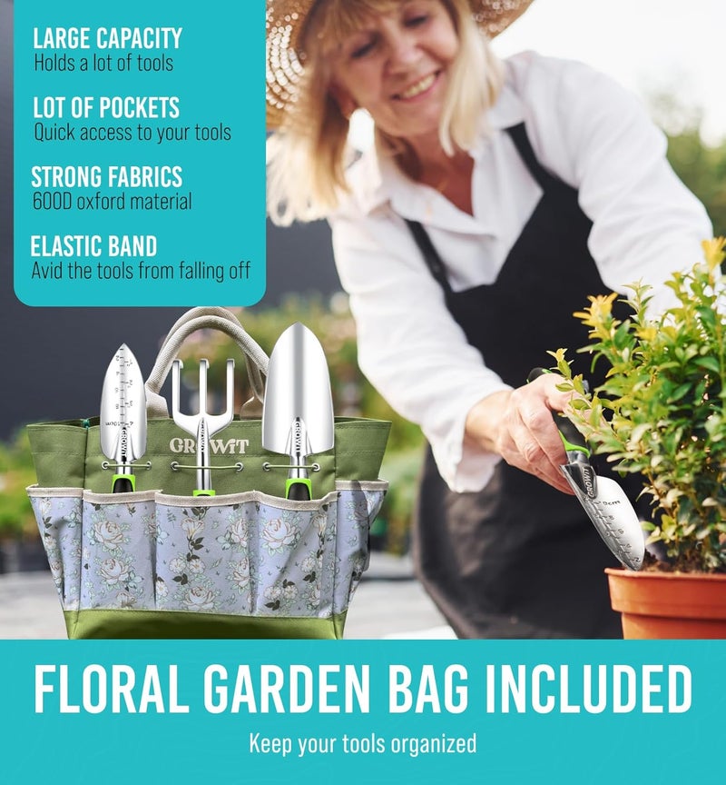 Craft911 Heavy Duty Garden Tools 22 Pieces Floral Set - Rust Proof, Non-Slip, Durable Gardening Supplies - Ergonomic Hand Tools - Ideal Gardening Gifts for Women, Men Mom, Dad - Image 2